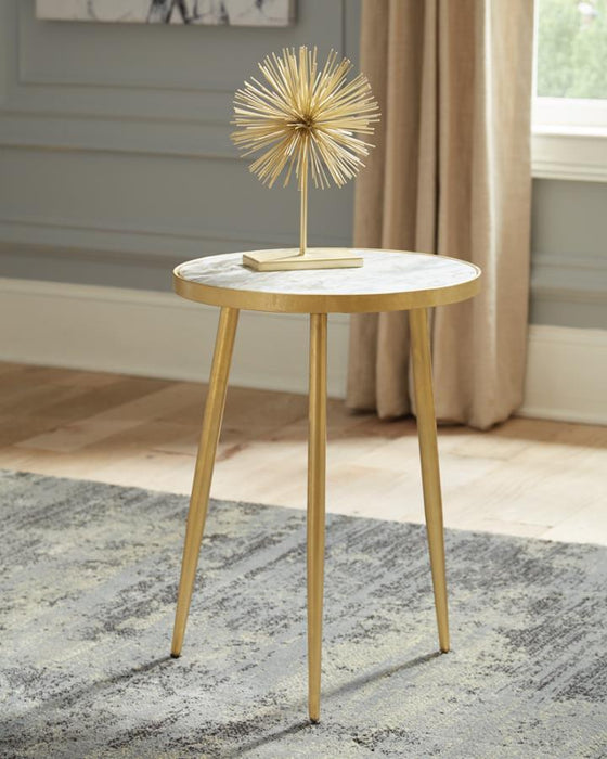 Acheson - Round Accent Table - White And Gold Unique Piece Furniture