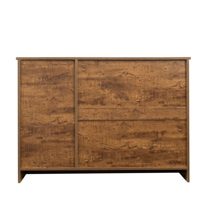 Modern Wood Buffet Sideboard With 2 Doors & 1 Storage And 2Drawers - Entryway Serving Storage Cabinet Doors - Dining Room Console, 43.3", Dark Walnut