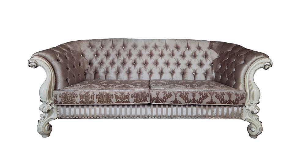 Versailles - Sofa - Ivory Fabric & Bone White Finish Unique Piece Furniture
