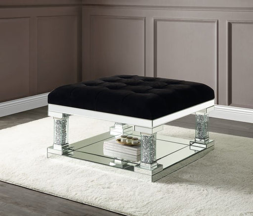 Noralie - Ottoman - Mirrored & Faux Diamonds - 18" Unique Piece Furniture