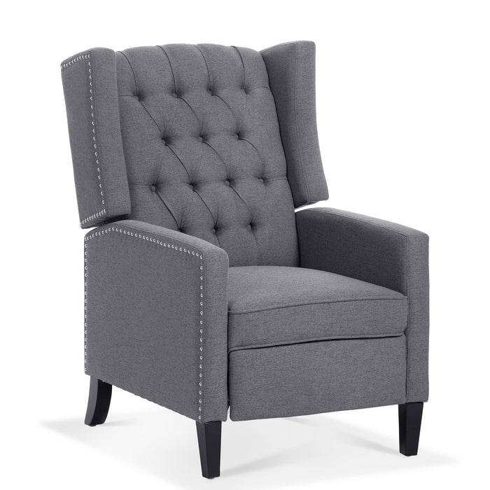 Wide Manual Wing Chair Recliner - Grey