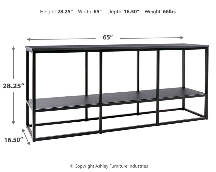 Yarlow - Black - Extra Large TV Stand - Open Shelves Unique Piece Furniture
