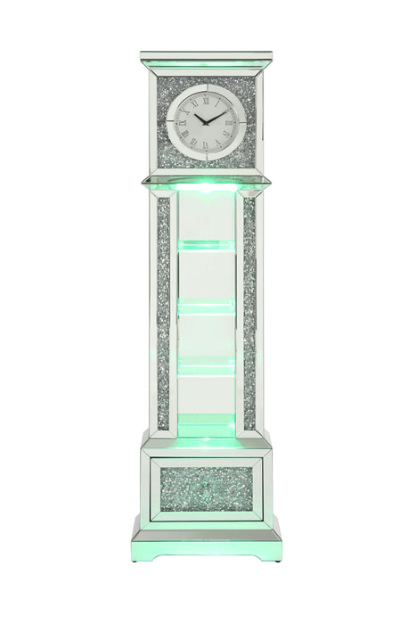 Acme Noralie Grandfather Clock, Led Mirrored And Faux Diamonds
