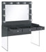 Afshan - 3-Drawer Vanity Desk With Lighting Mirror - Gray High Gloss Unique Piece Furniture
