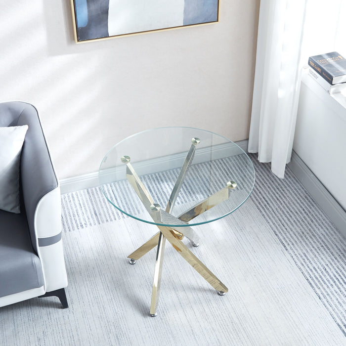 Modern Round Tempered Glass End Table With Chrome Legs