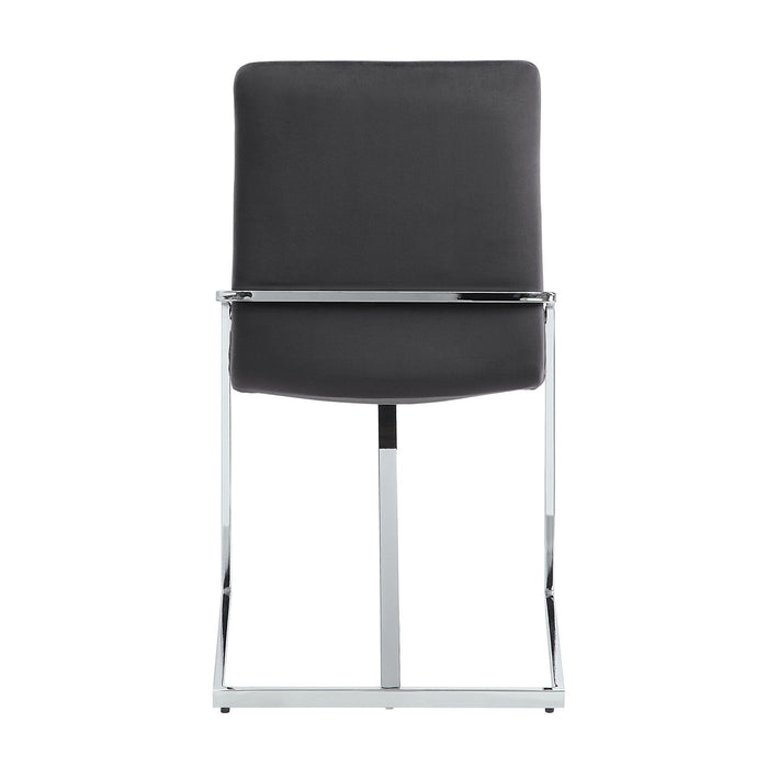 Acme Zlatan Side Chair (Set of 2) Gray Velvet & Chrome Finish