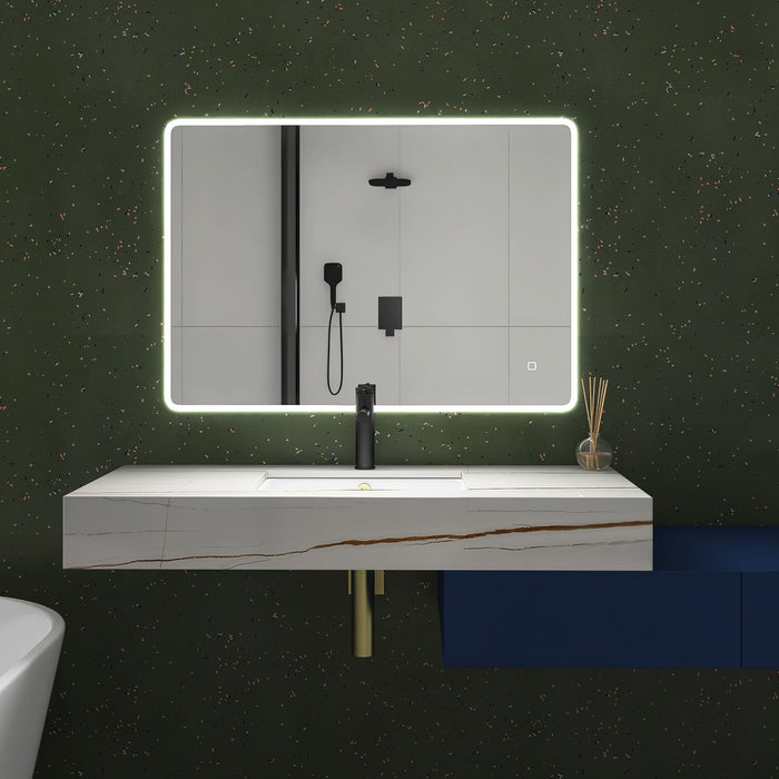 40 X 28" Large Rectangular Frameless Wall - Mount Anti-Fog LED Light Bathroom Vanity Mirror