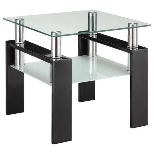 Dyer - Tempered Glass End Table With Shelf - Black Unique Piece Furniture