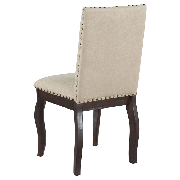Trexm (Set of 4) Dining Chairs Wood Upholstered Fabirc Dining Room Chairs With Nailhead - Espresso
