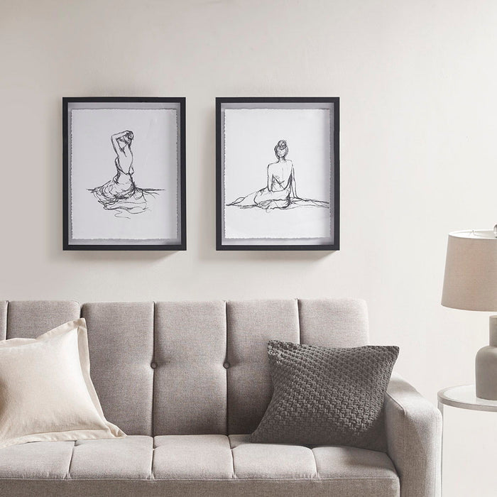 Sketch (Set of 2) Framed Glass And Matted Wall Art Set