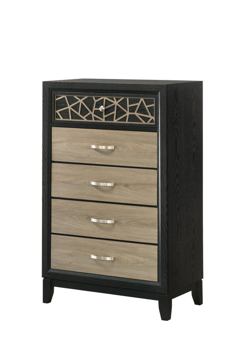 Selena Modern & Contemporary Chest Made With Wood In Black And Natural