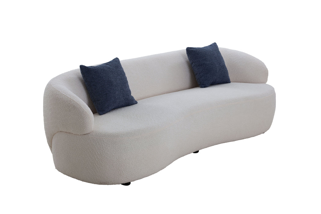 Mid-Century Modern Curved Sofa, 3 Seat Cloud Couch Boucle Sofa Fabric Couch For Living Room, Bedroom, Office Beige