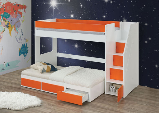 Lawson - Loft Bed - White & Orange Unique Piece Furniture
