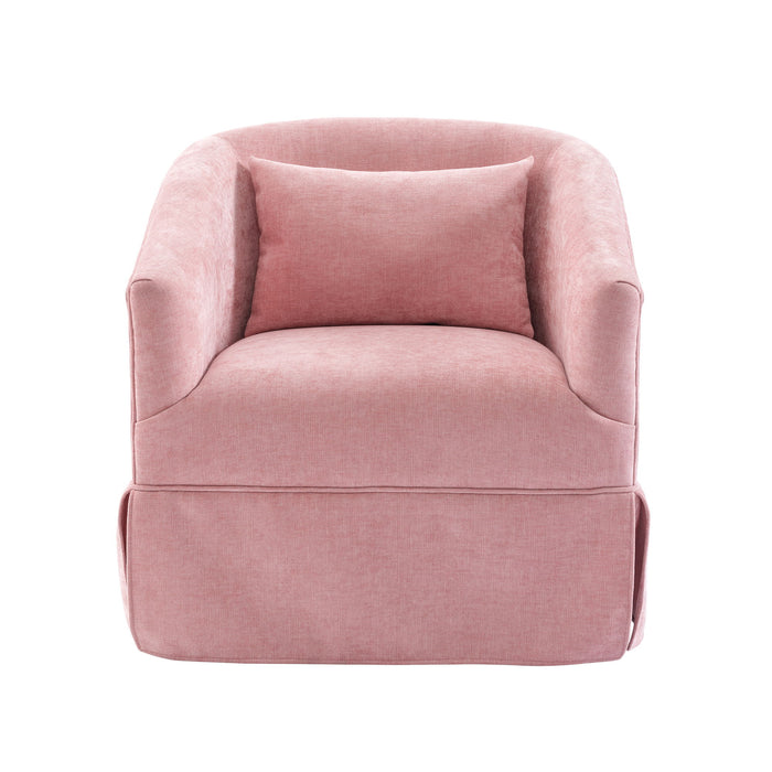360 Degree Swivel Accent Armchair Linen Blend Pink
