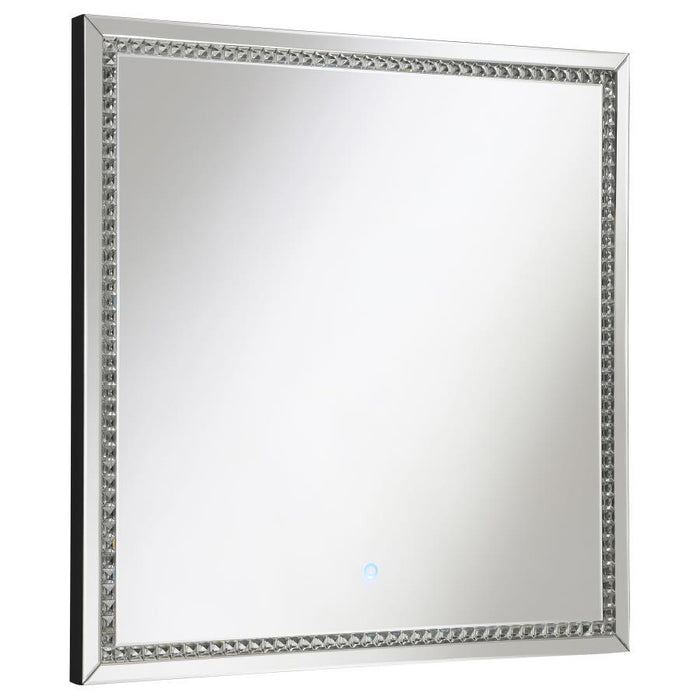 Noelle - Square Wall Mirror With Led Lights Unique Piece Furniture