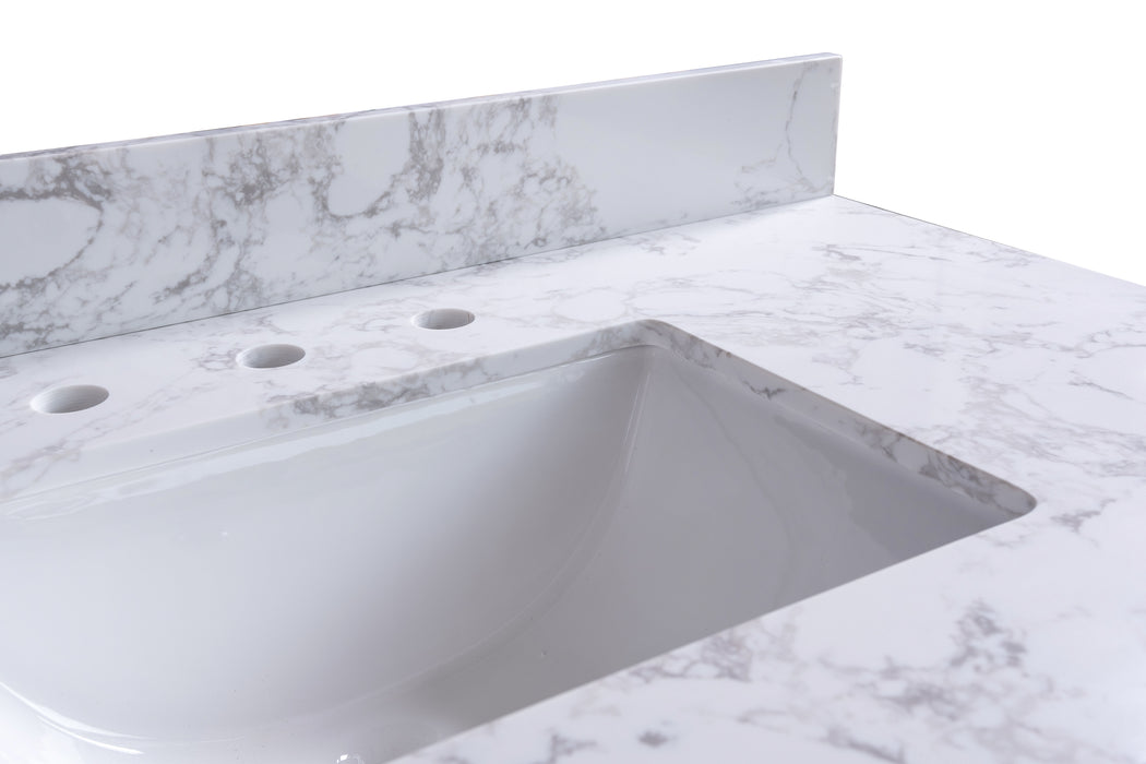 Montary 31" Carrara White Engineered Stone Vanity Top Backsplash