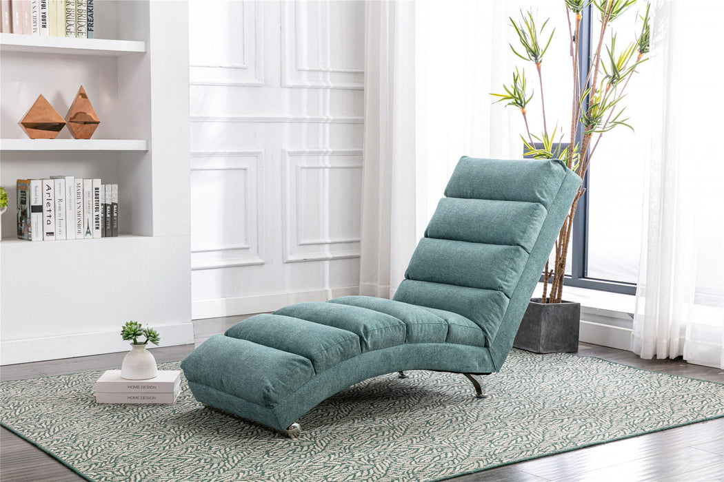 Coolmore Linen Chaise Lounge Indoor Chair, Modern Long Lounger For Office - Teal