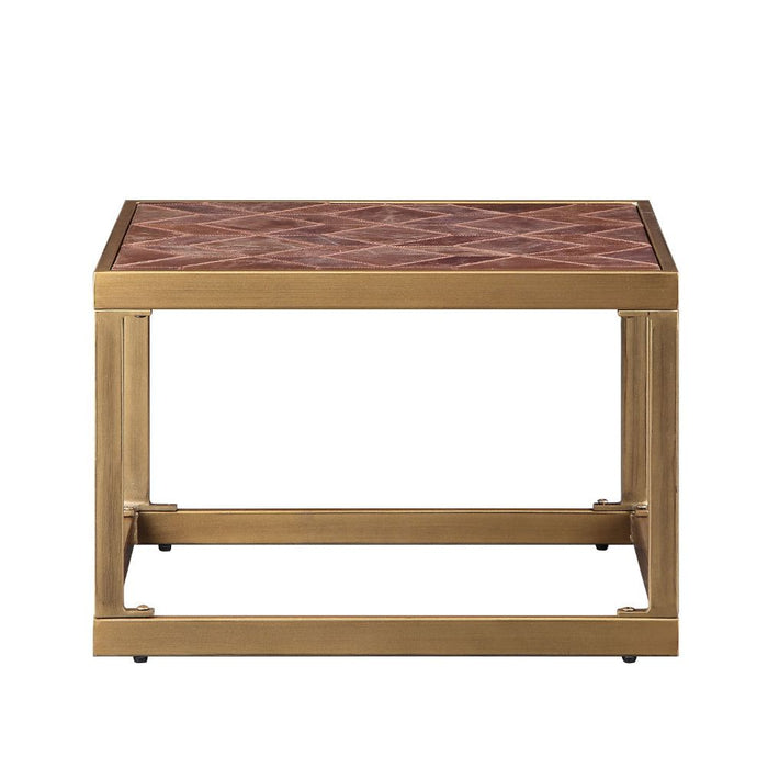 Genevieve - End Table - Retro Brown Top Grain Leather Unique Piece Furniture