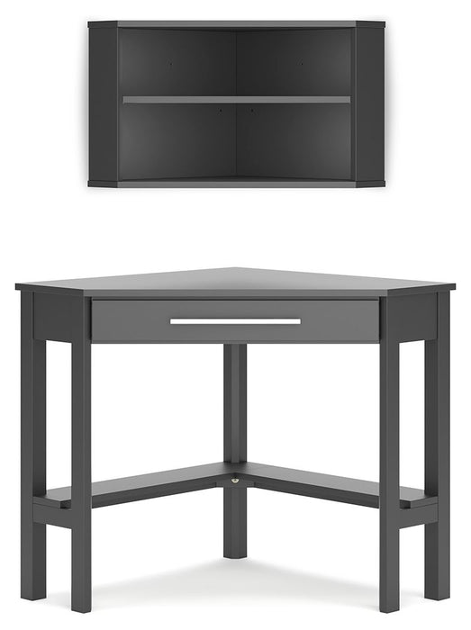 Otaska - Black - Corner Desk, Bookcase Unique Piece Furniture