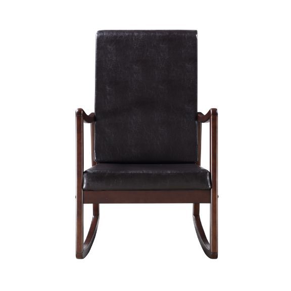 Raina - Rocking Chair - Dark Brown PU & Espresso Finish Unique Piece Furniture