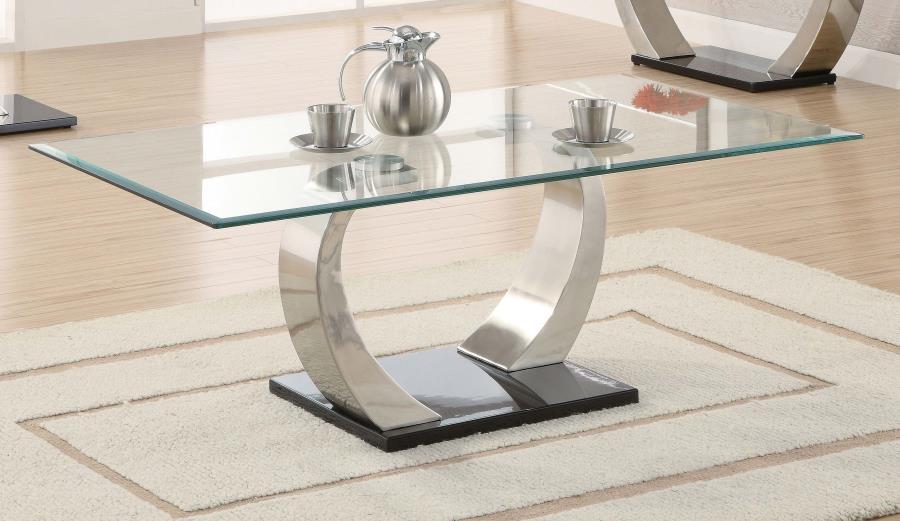 Pruitt - Glass Top Coffee Table - Clear And Satin Unique Piece Furniture