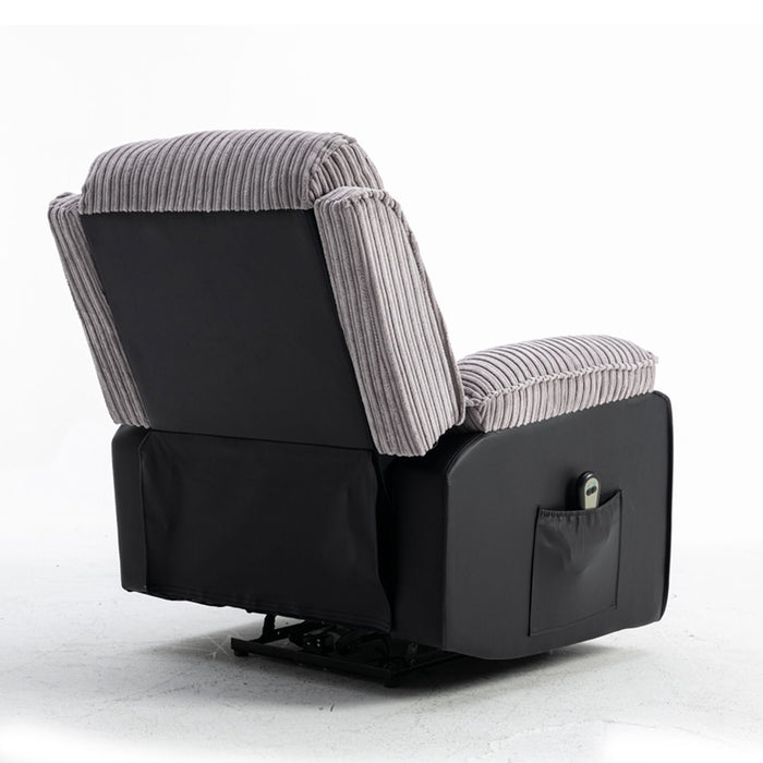 Gray Fabric Recliner Chair Theater Single Recliner Thick Seat And Backrest, Suitable For, Side Bags Electric Sofa Chair, Electric Remote Control.The Angle Can Adjust Freely