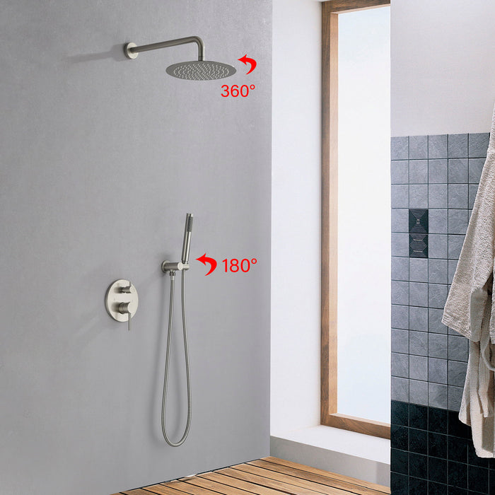 Complete Shower System With Rough In Valve - Nickel