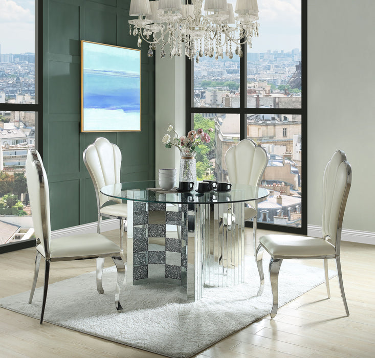 Acme Noralie Dining Table With Mirrored & Faux Diamonds