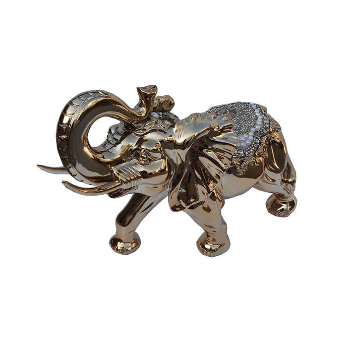 Ambrose Delightfully Extravagant Gold Plated Elephant With Embedded Crystal And Pearl Saddle (11. 5" X 5"W X 8. 5"H)
