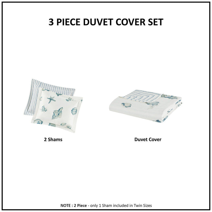 3 Piece Duvet Cover Set In Blue