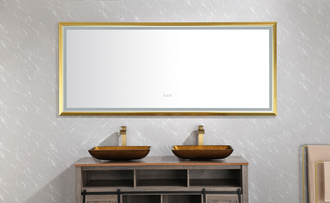 96 x 48 Inch Led Lighted Bathroom Wall Mounted Mirror With High Lumen + Anti-Fog Separately Control Bedroom Full-Length Mirror