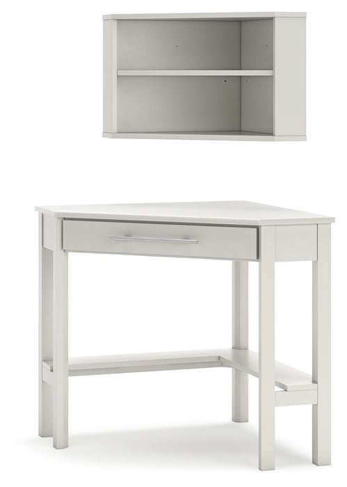 Grannen - White - Corner Desk, Bookcase Unique Piece Furniture