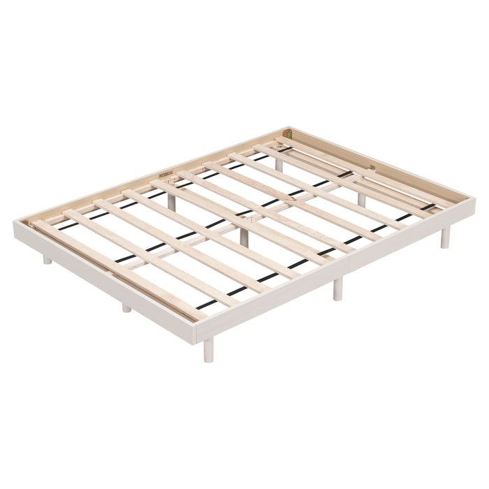 Modern Design Full Floating Platform Bed Frame For White Washed Color