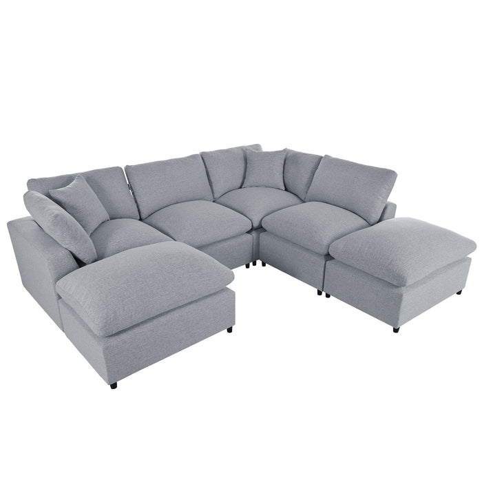 U_Style Modern Large U Shape Sectional Sofa, 2 Large Chaise With Removable Ottomans For Living Room