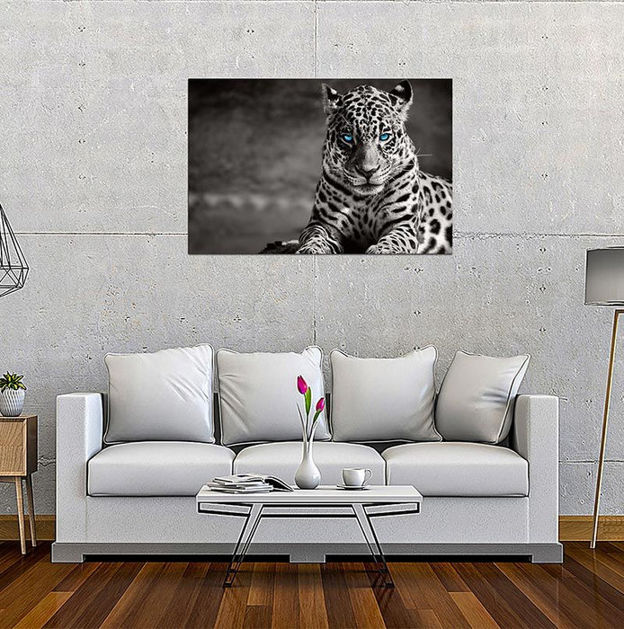 Oppidan Home "Spotted Leopard In Black And White" Acrylic Wall Art (32"H X 48"W)