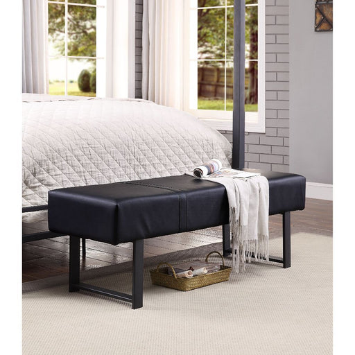 Baara - Bench - Black PU & Sandy Gray Unique Piece Furniture