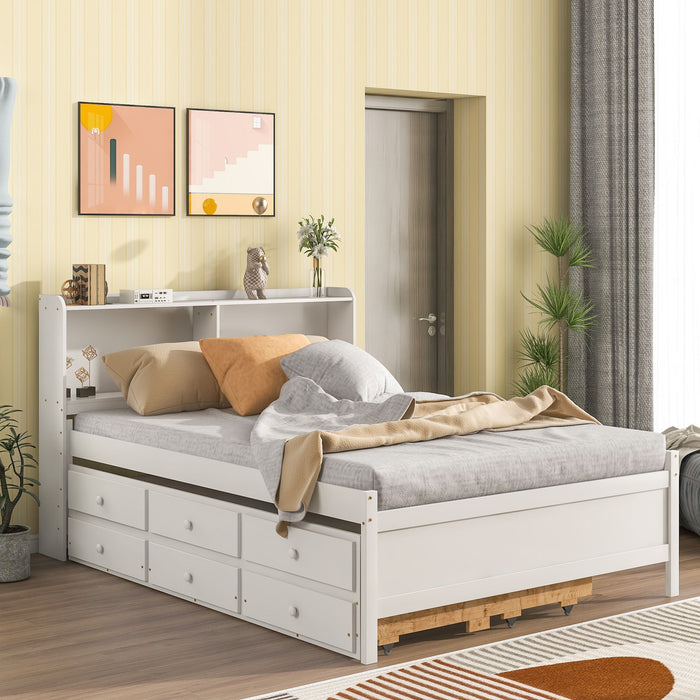 Full Bed With Bookcase - White