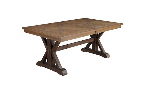 Pascaline - Dining Table - Gray Fabric, Rustic Brown & Oak Finish Unique Piece Furniture