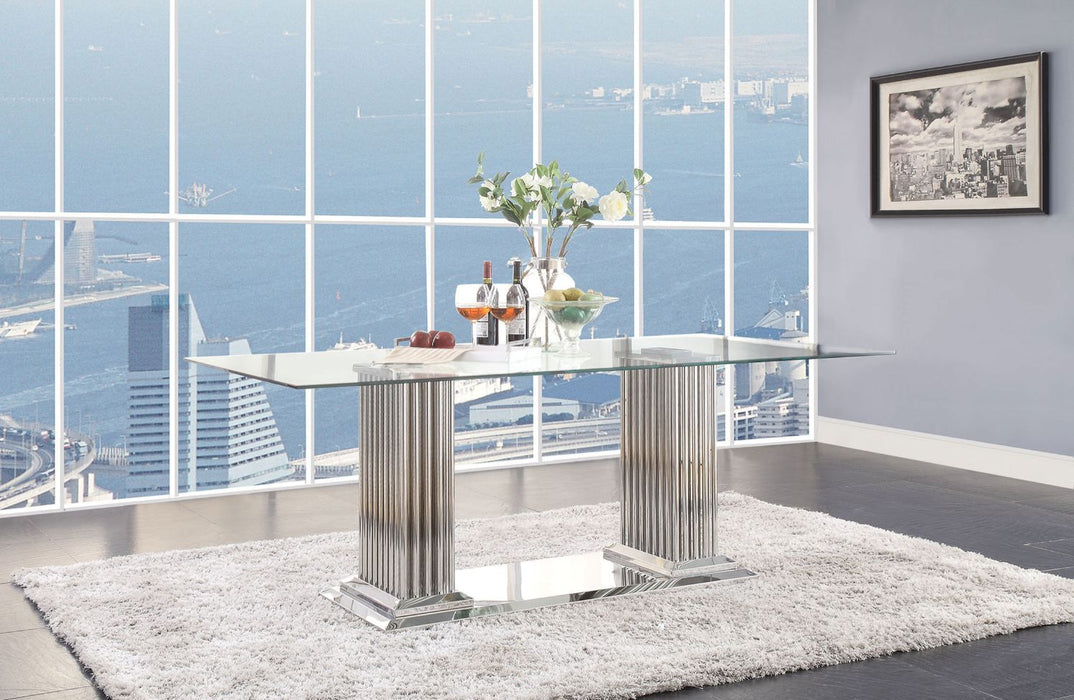 Cyrene - Dining Table - Stainless Steel & Clear Glass Unique Piece Furniture
