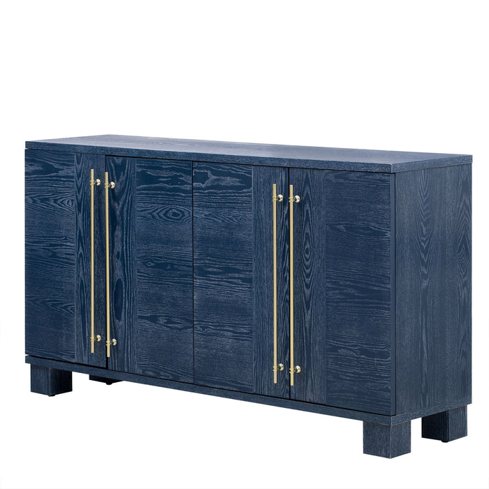 Trexm Wood Traditional Style Sideboard With Adjustable Shelves And Gold Handles For Kitchen, Dining Room And Living Room (Antique Navy)