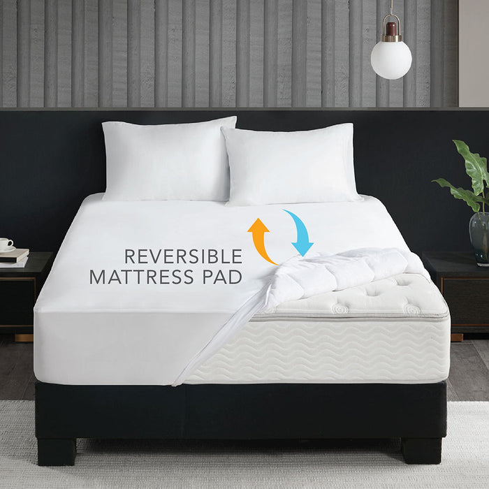 Cool / Warm Reversible Waterproof And Stain Release Mattress Pad, White