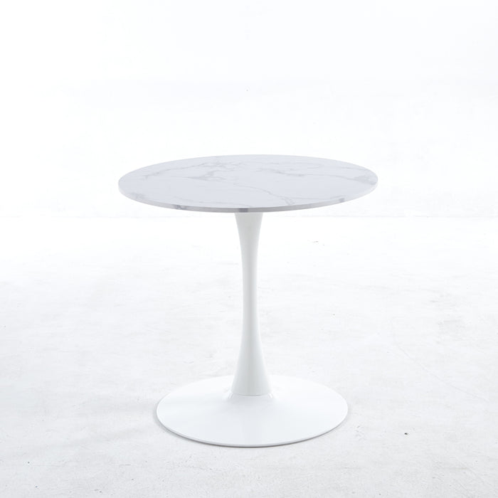Tulip Special Dining Table - White Marble Color Top, MDF Dining Table, Kitchen Table, Exective Desk