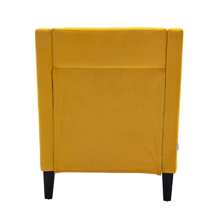 Coolmore Accent ArmChair With Nailheads And Solid Wood Legs - Yellow
