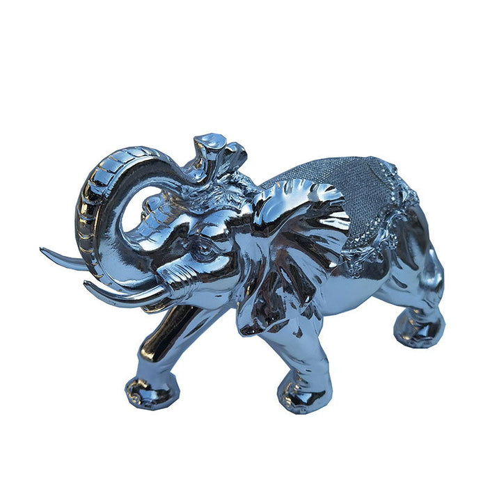 Ambrose Delightfully Extravagant Chrome Plated Elephant With Embedded Crystal Saddle (11. 5" X 5"W X 8. 5"H)