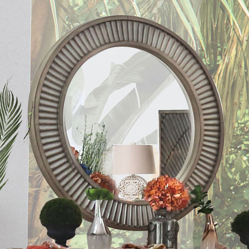 Kamalah - Round Mirror - Antique Gray Unique Piece Furniture