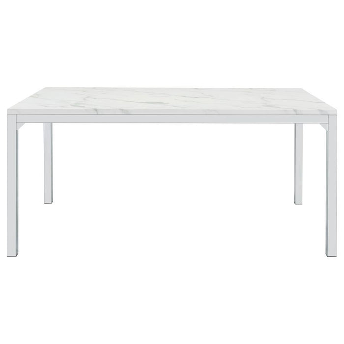 Athena - Rectangle Dining Table With Marble Top - Chrome Unique Piece Furniture