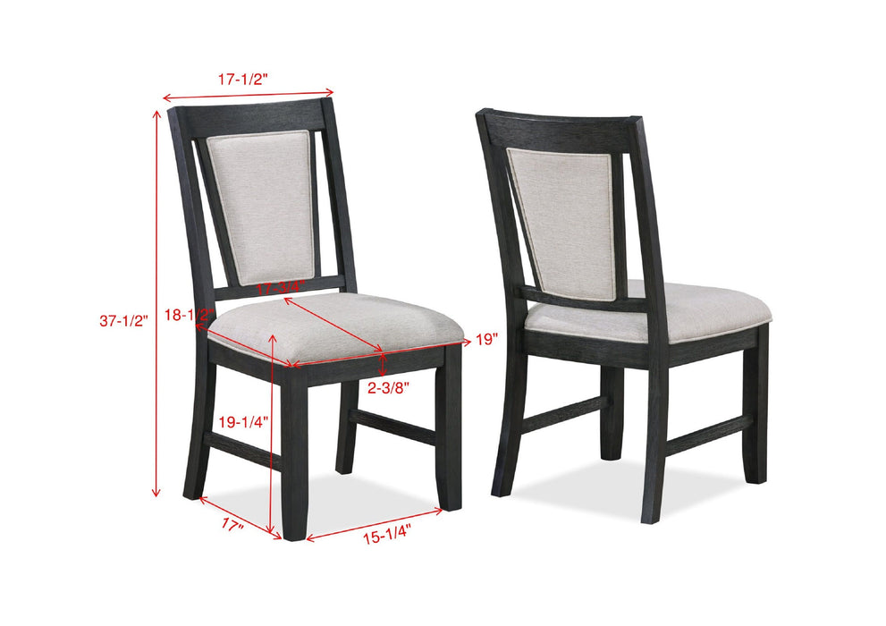 2 Pieces Contemporary Dining Side Chair Upholstered Padded Seat Back Gray Finish Wooden Furniture Dining Room