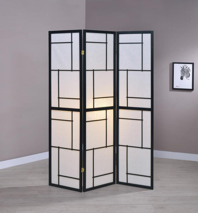 Damis - 3-Panel Folding Floor Screen - Black And White Unique Piece Furniture