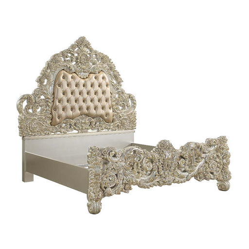Sorina - Eastern King Bed - PU & Antique Gold Finish Unique Piece Furniture