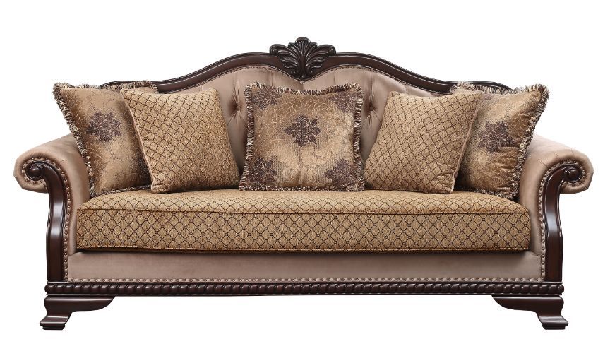 Chateau De Ville - Sofa - Fabric & Espresso Finish Unique Piece Furniture